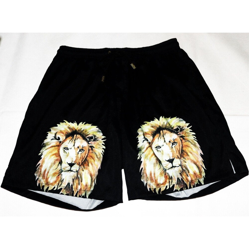 Kenny Flowers Men's Lion Print Black Mesh Lined Pockets‎ Swim Trunks Size XL